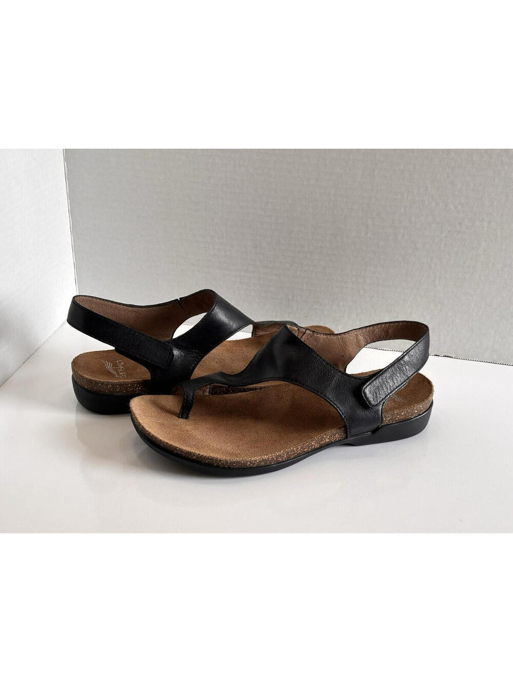 Dansko Reece Slingback Women's Size 38/7.5 Black Leather Comfort Sandals Cork